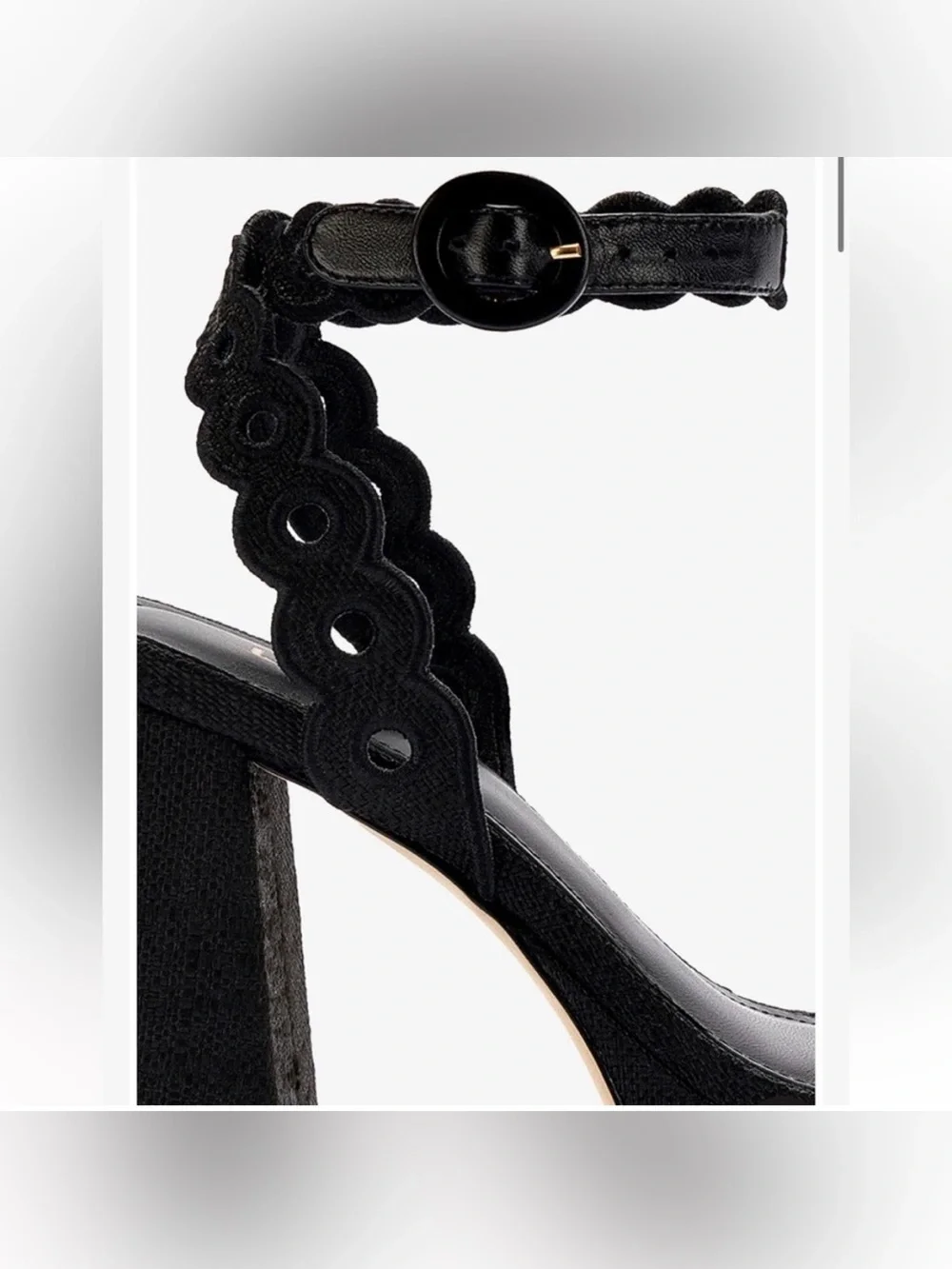 Larroude Dolly Broderie Sandal in Black Raffia